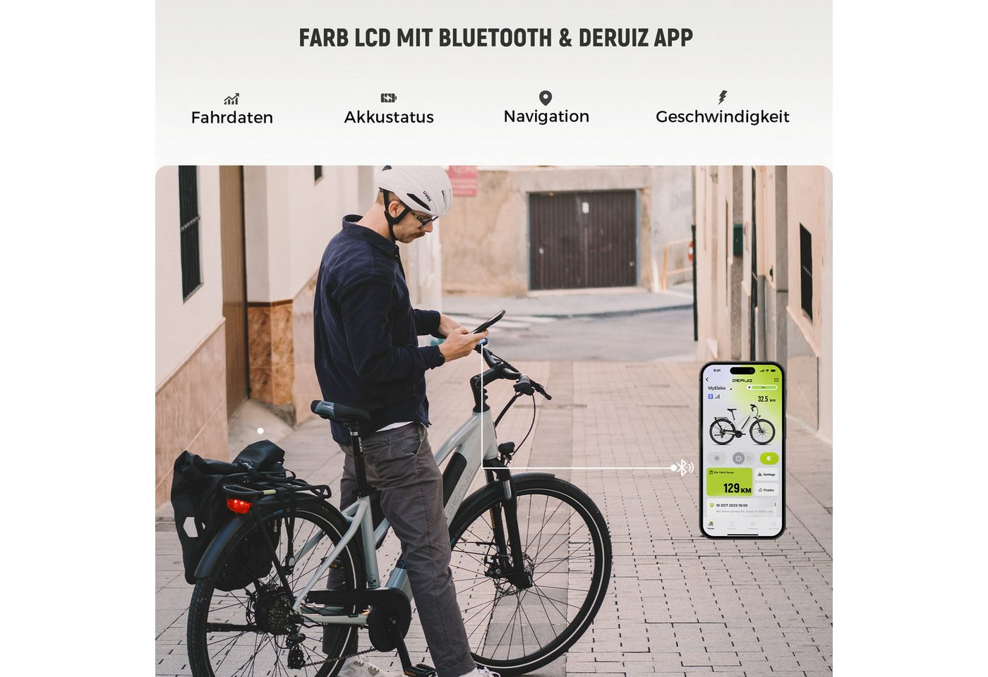 DERUIZ E-Bike Cityrad Quartz M 250W 55 Nm Drehmomentsensor, bis 25 km/h,121 km, 8 Gang Shimano Altus Schaltwerk, Heckmotor, 483 Wh Bild 2