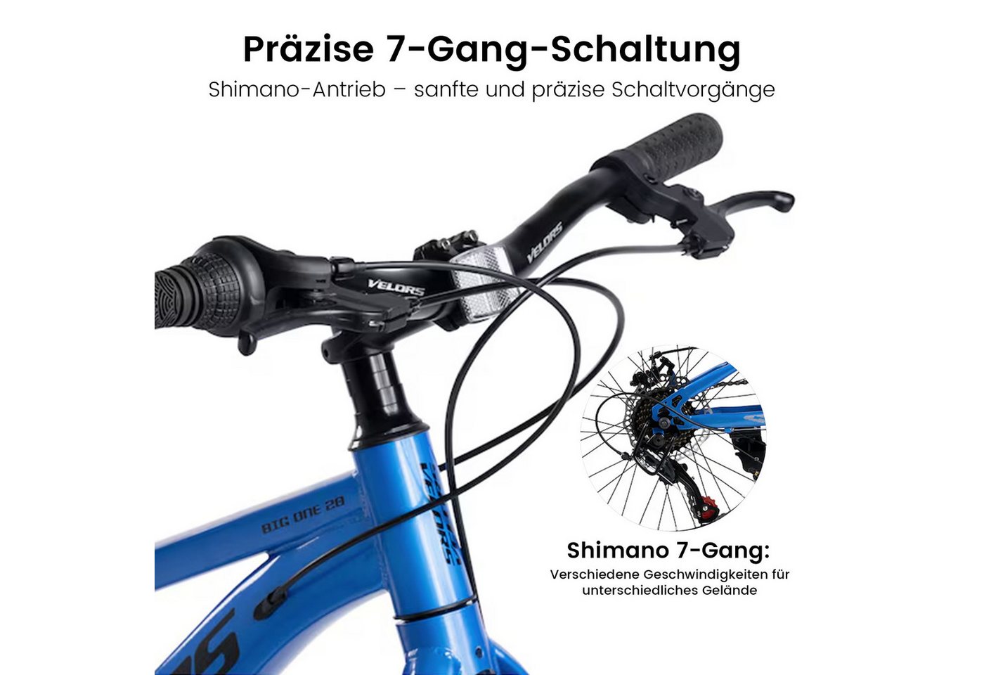 Velors Kinderfahrrad 20 Zoll Mountainbike, 7 Gang Shimano Tourney Schaltwerk, Kettenschaltung, (mechanische Scheibenbremse), Mädchen Jungen MTB Hardtail Fahrrad Bike ab 5 Jahre Bild 4