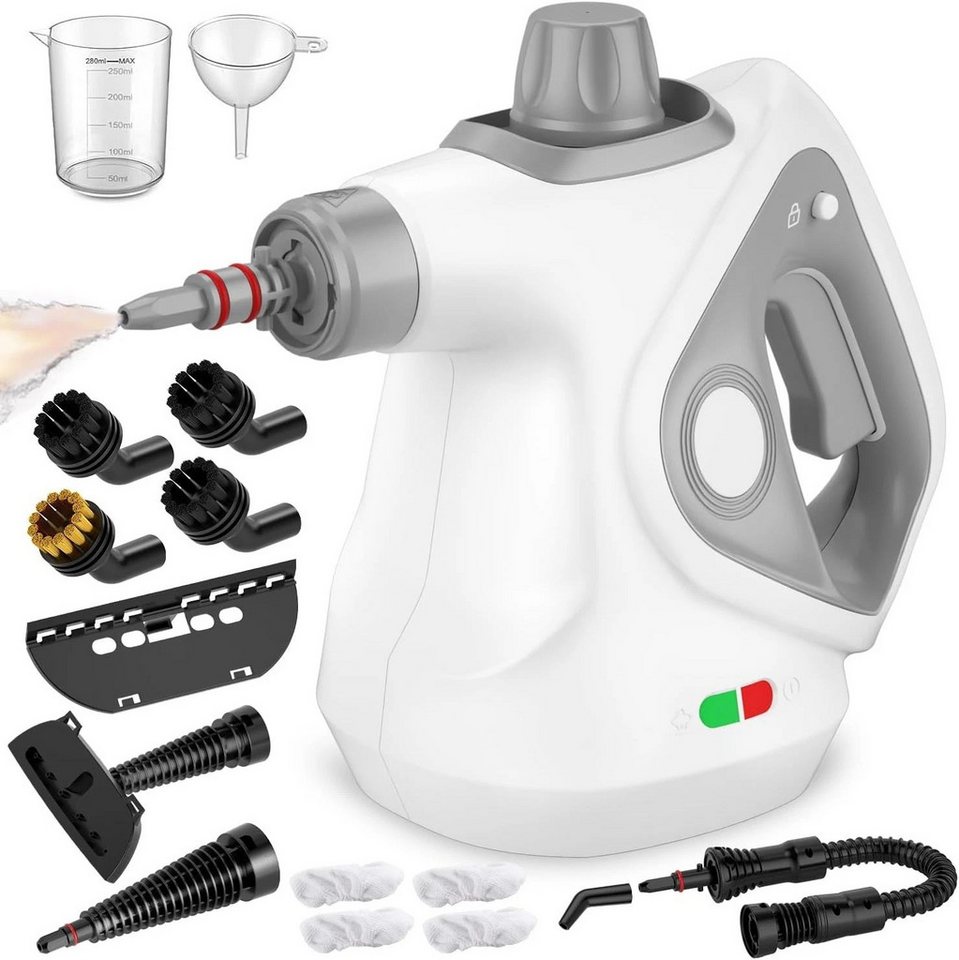 AKKEE Handdampfreiniger Dampfreiniger mit 15-Teiligem Zubehör tragbarer Küchenreiniger, 1050 W, für Zuhause für Haushalt, Küche, Bad, Fenster, Polster & Auto Bild 5
