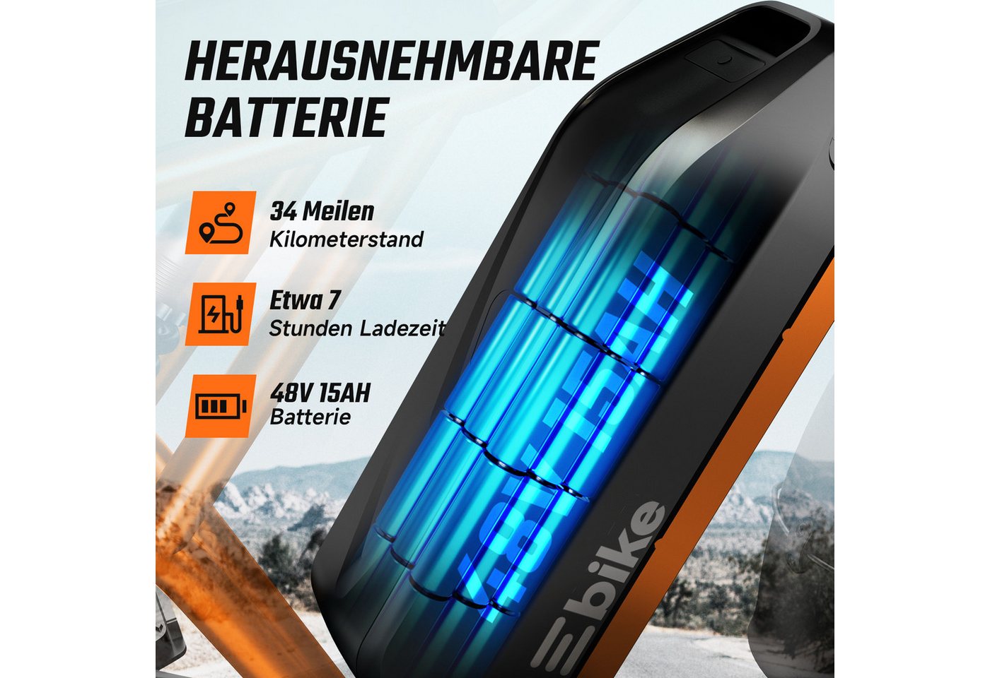 SISIGAD E-Bike Mountainbike 20'' Fat Tire 250W Motor, 48V 15Ah, herausnehmbarem Akku, fatbike, APP, Shimano, Heckmotor, 720 Wh, 7-Gang-Schaltung, 4 Fahrmodi, LCD-Display,Vollfederung,leistungsstark