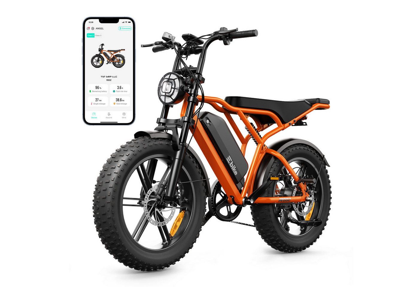 SISIGAD E-Bike Mountainbike 20'' Fat Tire 250W Motor, 48V 15Ah, herausnehmbarem Akku, fatbike, APP, Shimano, Heckmotor, 720 Wh, 7-Gang-Schaltung, 4 Fahrmodi, LCD-Display,Vollfederung,leistungsstark Bild 3