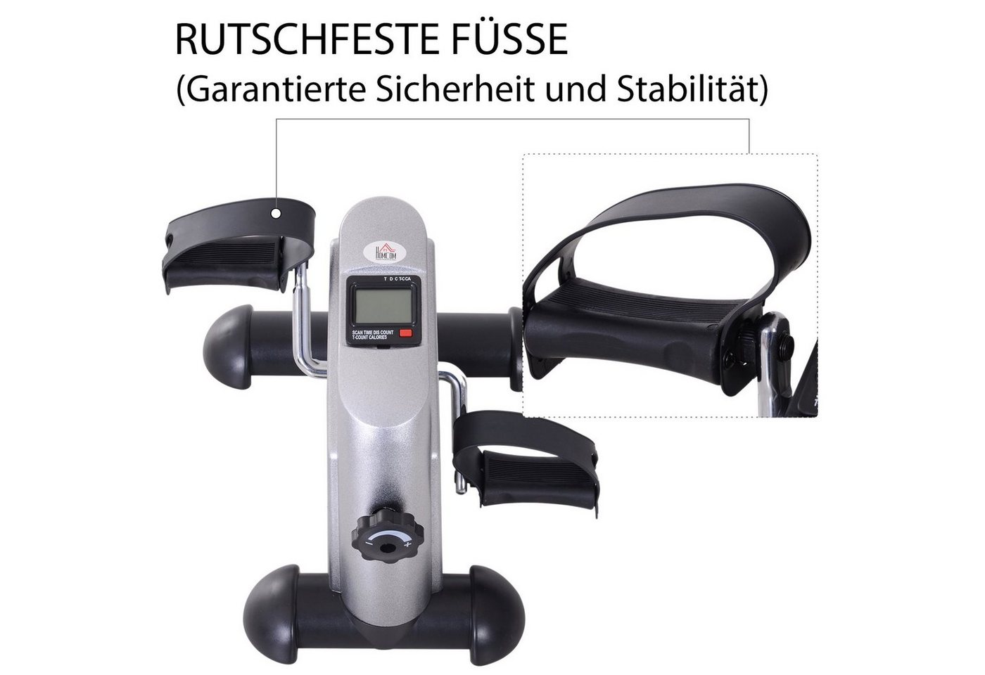 HOMCOM Heimtrainer Mini Bike mit LCD-Display (Trainingsrad, 1-tlg., Pedaltrainer), Silber 35 x 40 x 31 cm