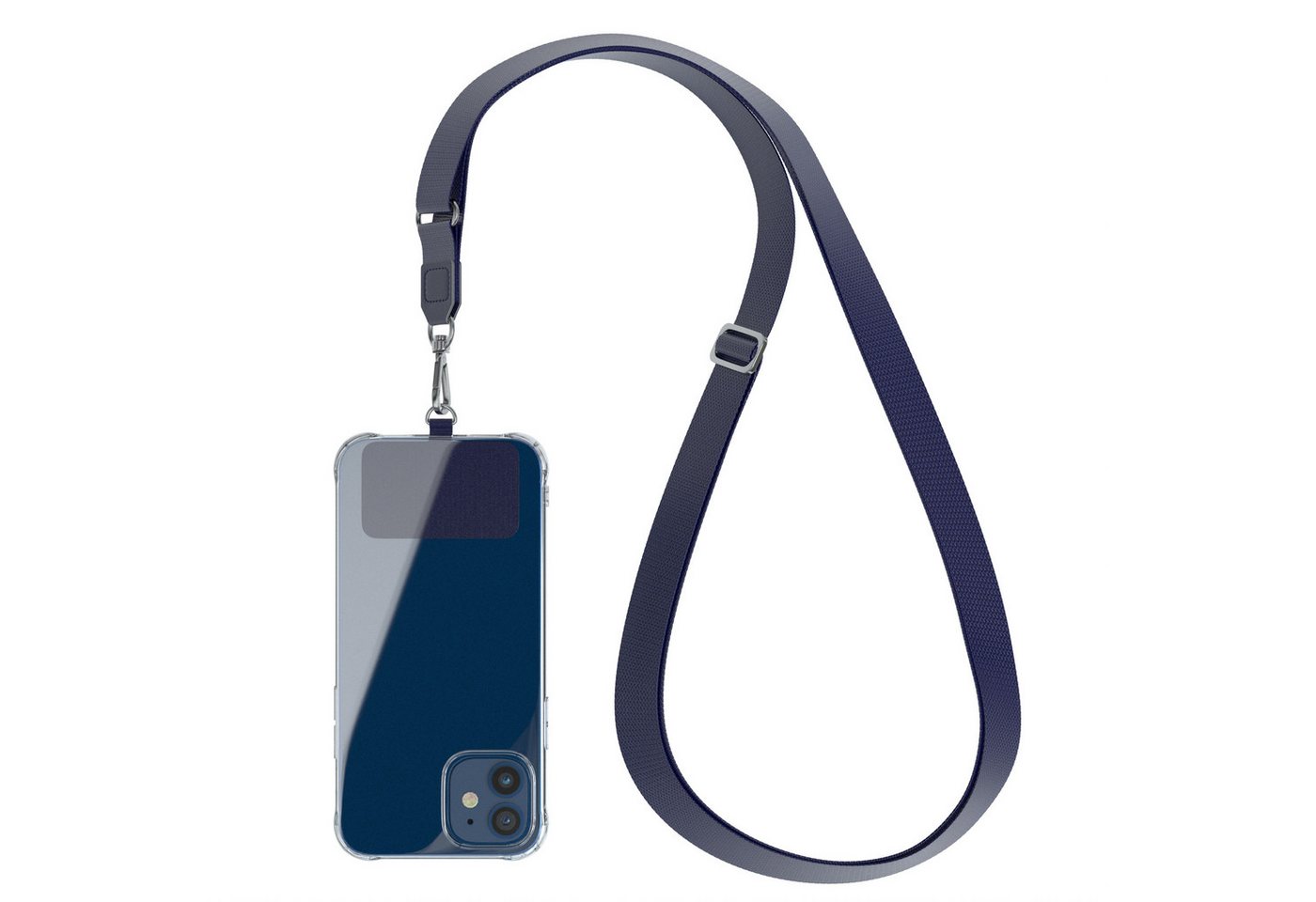 EAZY CASE Handykette Universal Handykette mit Breitband, Universal Handykette Chain Kordel wechselbar mit Karabiner Navy Blau