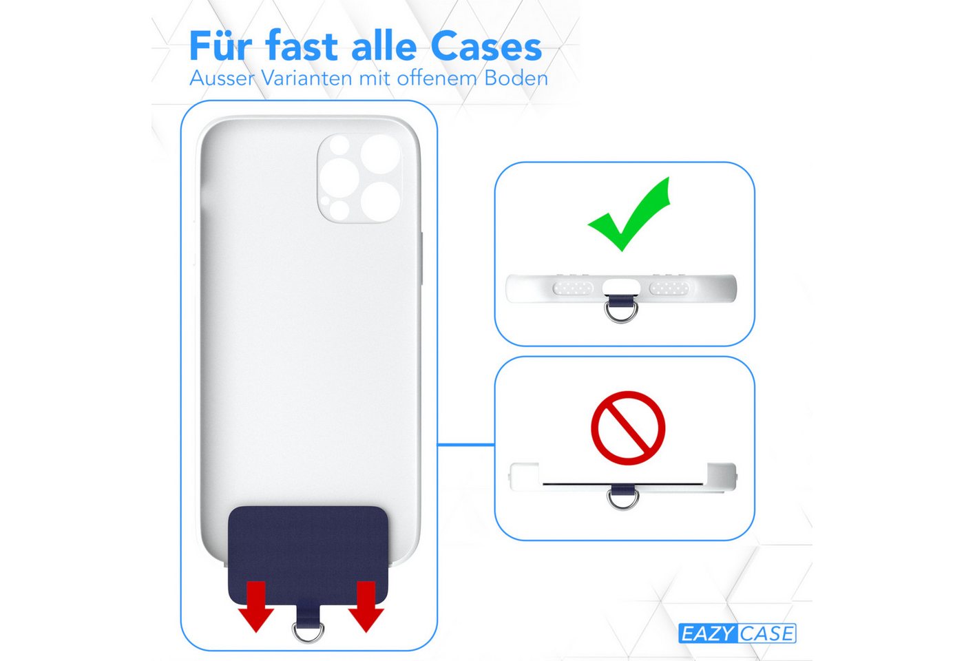 EAZY CASE Handykette Universal Handykette mit Breitband, Universal Handykette Chain Kordel wechselbar mit Karabiner Navy Blau Bild 4