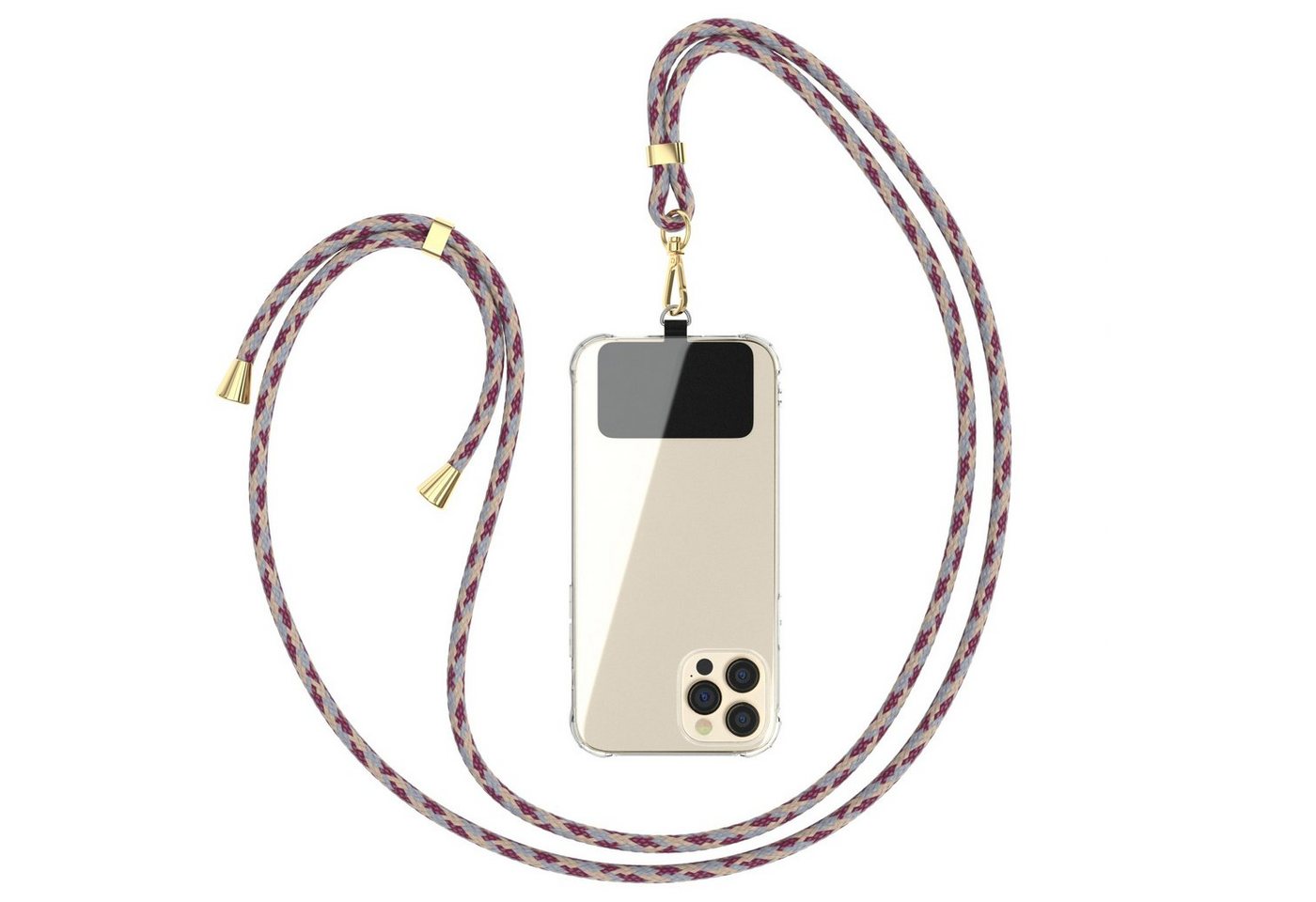 EAZY CASE Handykette Universal für jedes Smartphone zum Umhängen, Umhängetasche Universell passend Band für Schutzhülle Rot Camouflage Bild 2