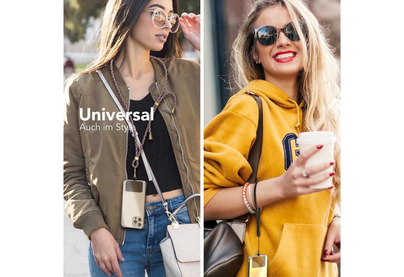 EAZY CASE Handykette Universal für jedes Smartphone zum Umhängen, Umhängetasche Universell passend Band für Schutzhülle Rot Camouflage Bild 3