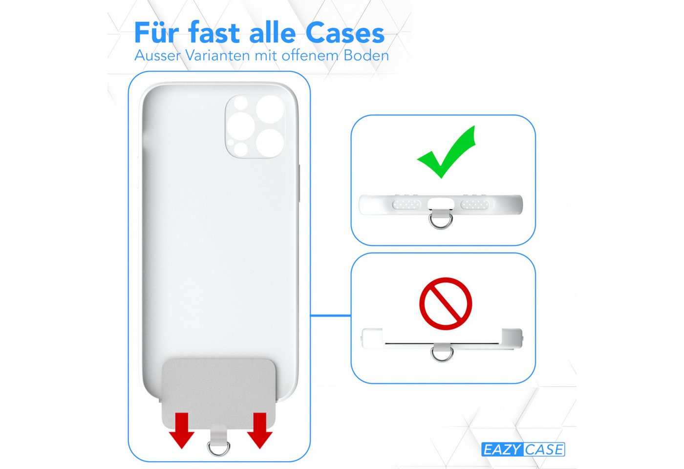 EAZY CASE Handykette Universal Handykette mit Breitband, Handykette für Xiaomi Huawei Samsung iPhone etc. für alle Modelle Grau