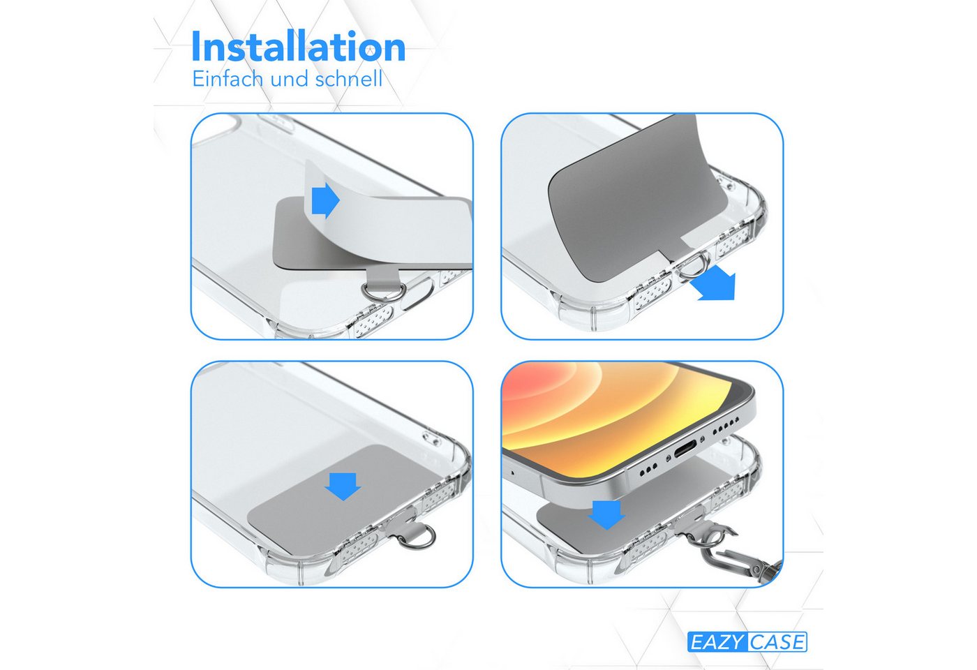 EAZY CASE Handykette Universal Handykette mit Breitband, Handykette für Xiaomi Huawei Samsung iPhone etc. für alle Modelle Grau Bild 4