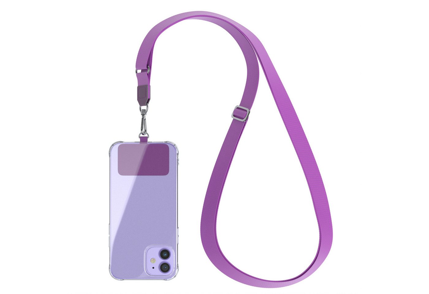 EAZY CASE Handykette Universal Handykette mit Breitband, Umhängetasche Bag kombinierbare Handyhülle abnehmbares Band Violett Bild 3
