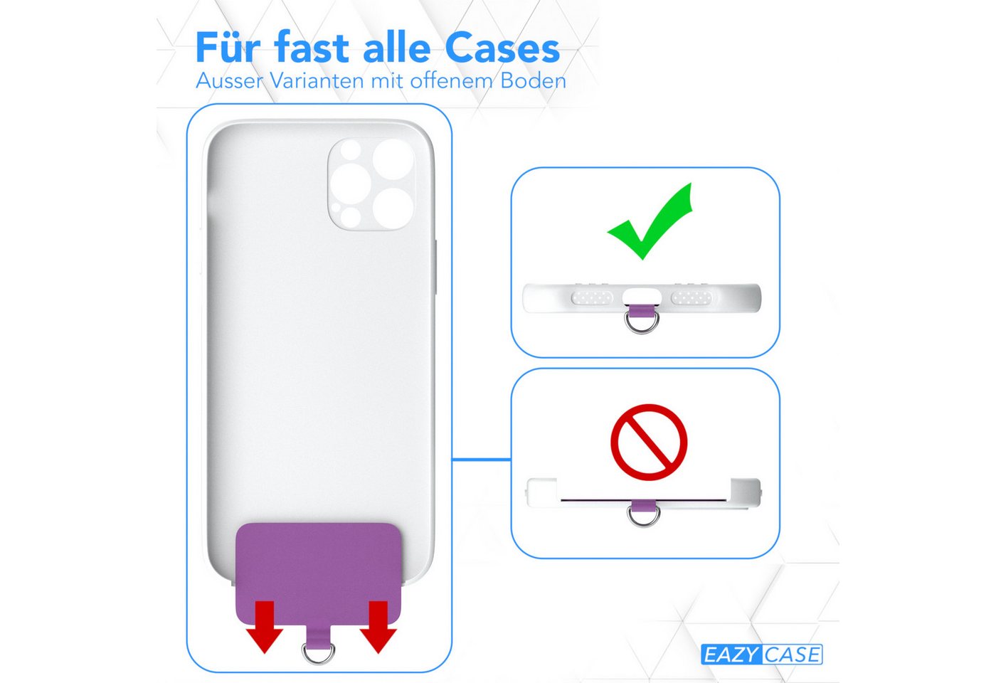 EAZY CASE Handykette Universal Handykette mit Breitband, Umhängetasche Bag kombinierbare Handyhülle abnehmbares Band Violett Bild 5