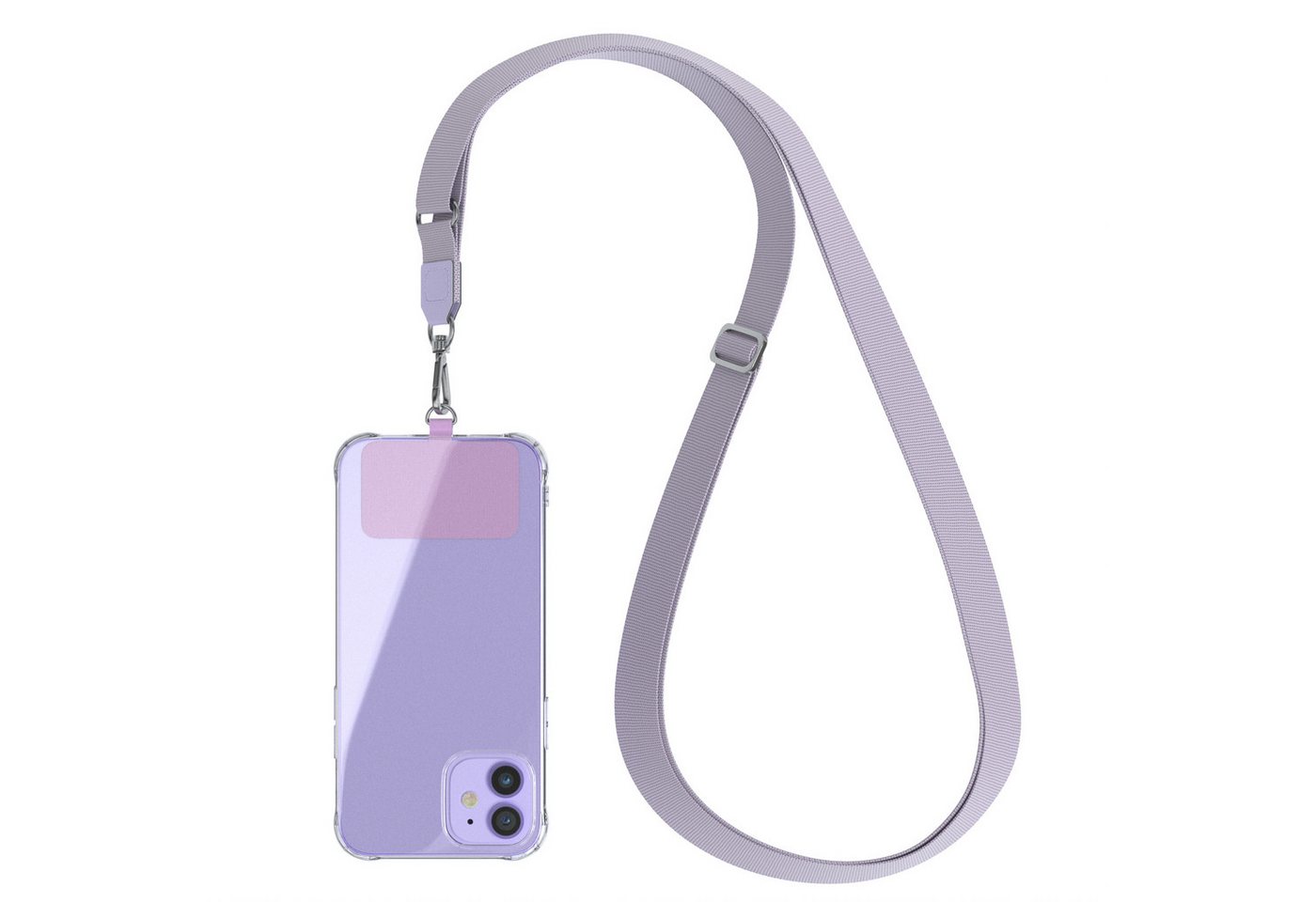 EAZY CASE Handykette Universal Handykette mit Breitband, Umhängetasche Pad mit Kordel Smartphonekette Handykette Breit Violett