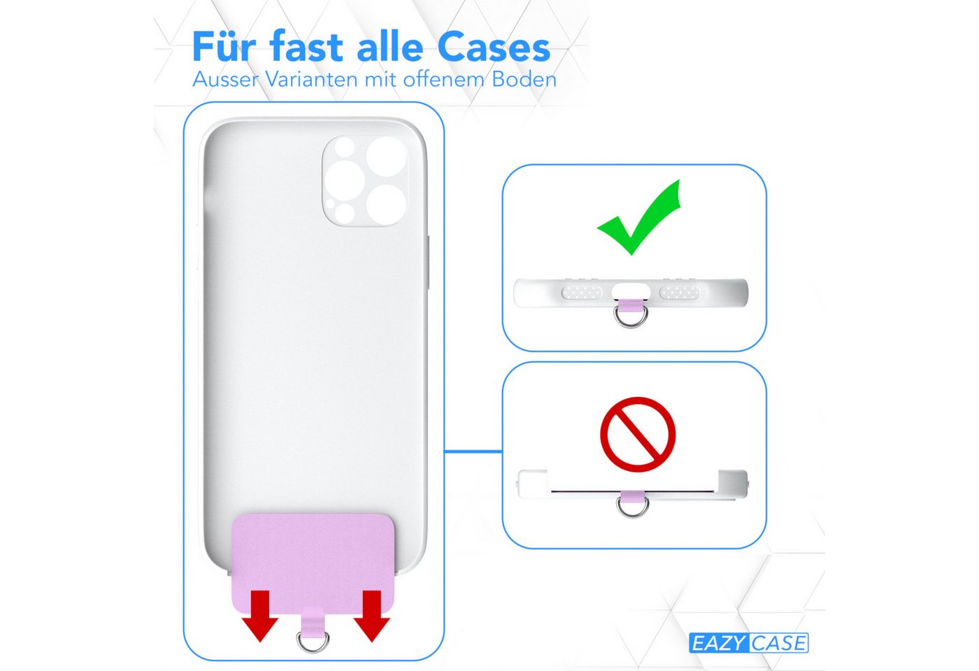 EAZY CASE Handykette Universal Handykette mit Breitband, Umhängetasche Pad mit Kordel Smartphonekette Handykette Breit Violett Bild 3