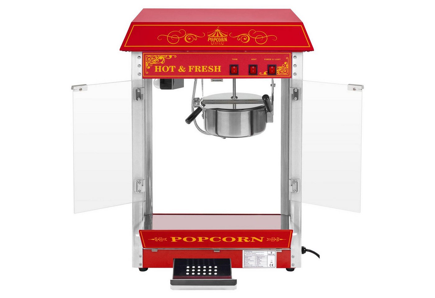 Royal Catering Popcornmaschine 5 kg/h Popcornautomat Popcorn Maschine Popcornmaker Rot 230 V Profi Bild 2