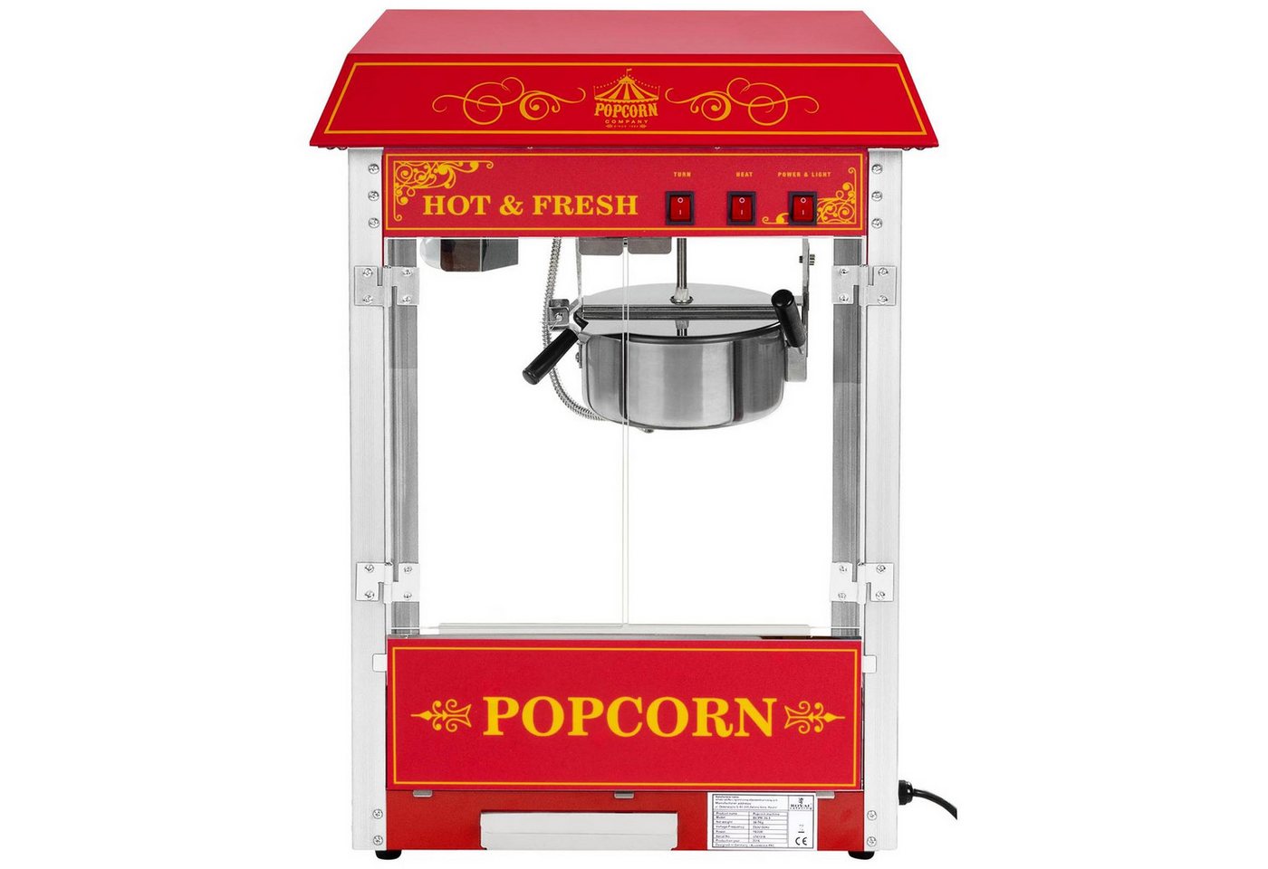 Royal Catering Popcornmaschine 5 kg/h Popcornautomat Popcorn Maschine Popcornmaker Rot 230 V Profi Bild 4