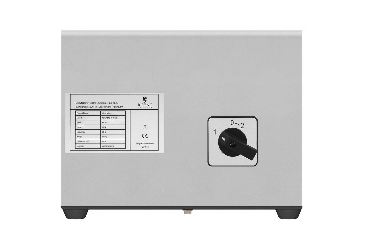 Royal Catering Fleischwolf 140 kg/h Edelstahl Elektrisch Reverse Funktion 850 W Metallgetriebe, 850 W Bild 3