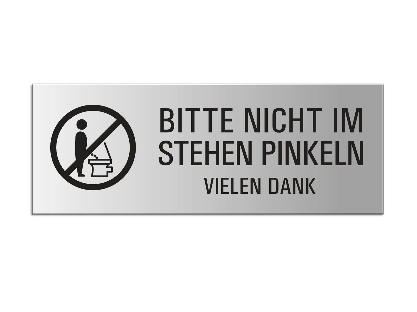 OFFORM DESIGN Hinweisschild Bitte nicht im Stehen pinkeln Aluminium silber-matt 175x65 mm, (1 St)