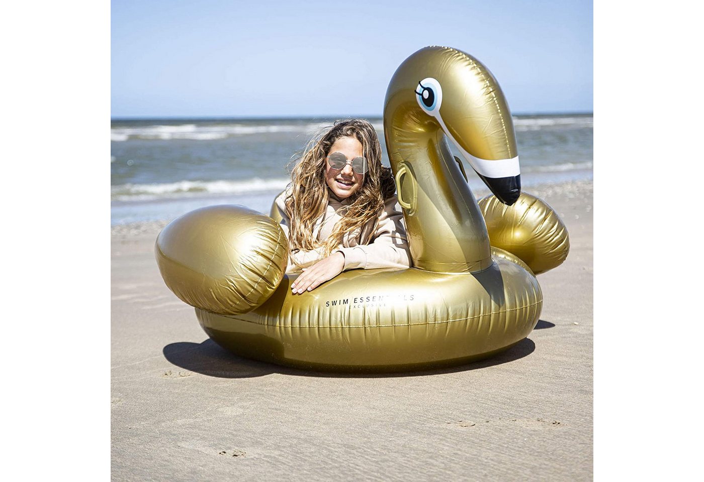 Swim Essentials Luftmatratze Luxury Ride-on Schwan Gold 142x 137 x 97 cm Bild 2