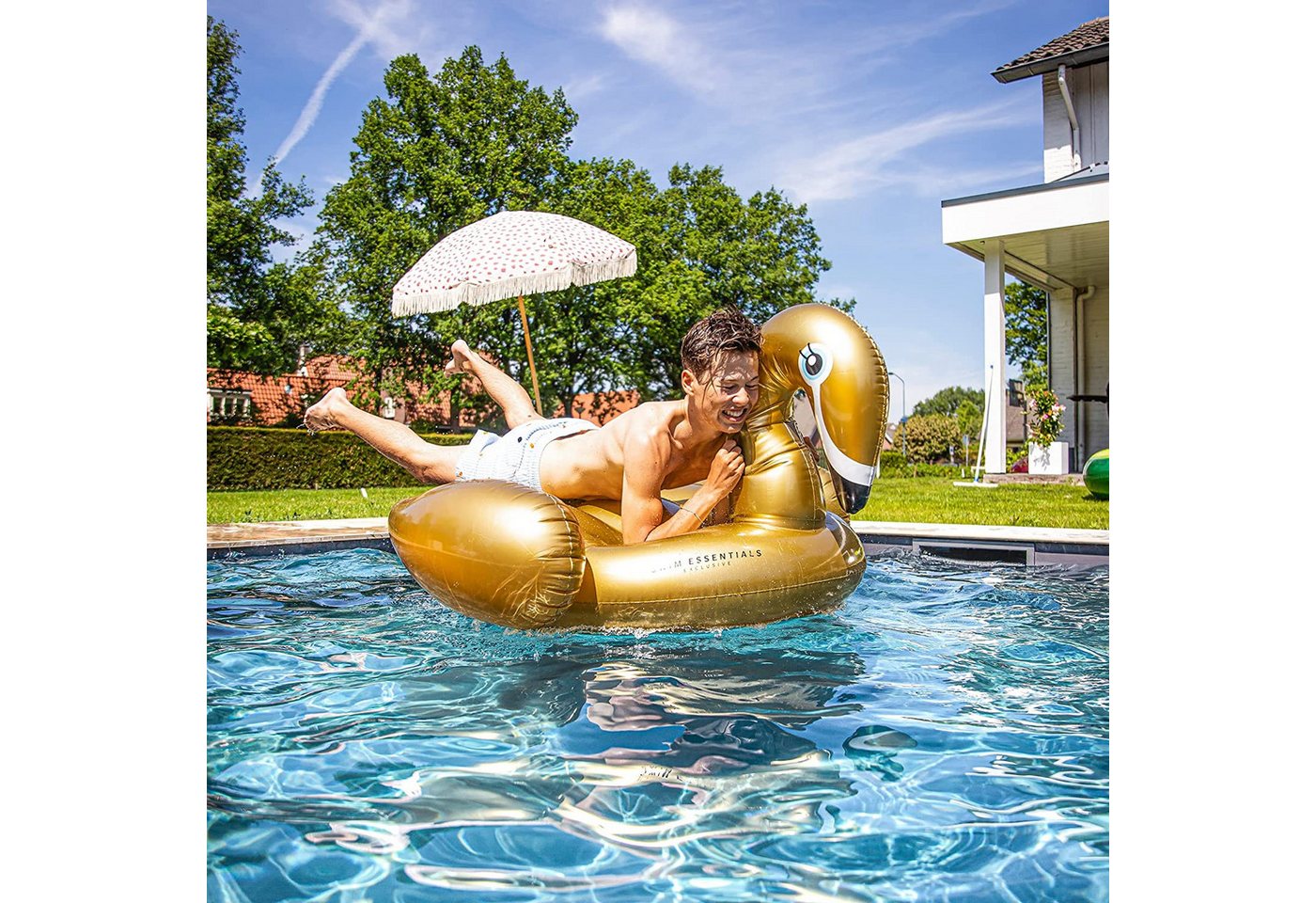 Swim Essentials Luftmatratze Luxury Ride-on Schwan Gold 142x 137 x 97 cm Bild 3
