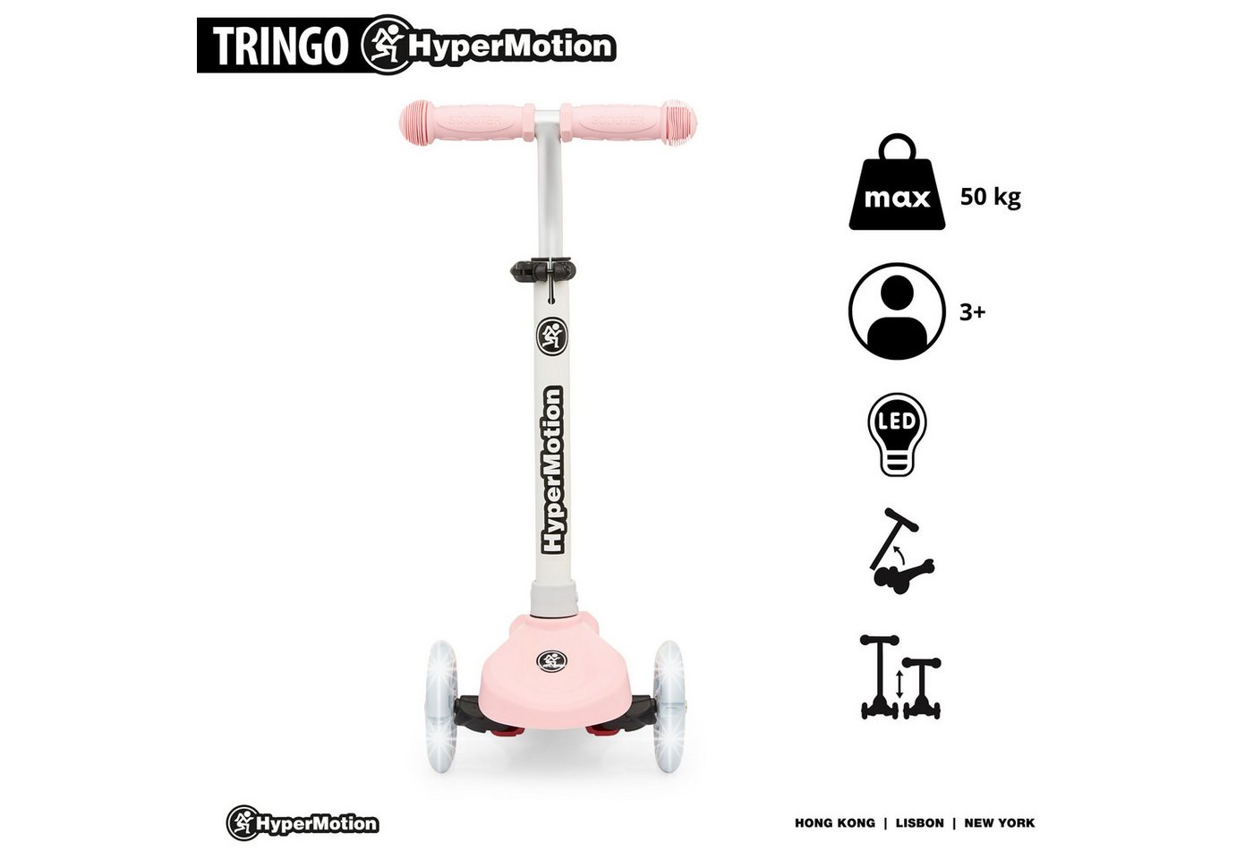 HyperMotion Dreiradscooter Dreirad-Roller für Kinder von 3 bis 8 Jahren TRINGO, 0 km/h Bild 3
