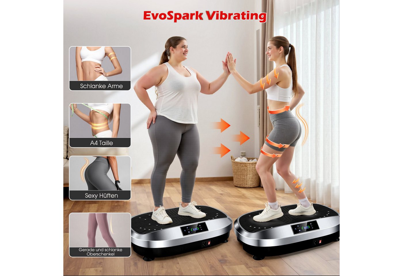 kehot Vibrationsplatte Ganzkörper, 3D Fitnessgeräte mit 2 Bändern & Fernbedienung, 200 W, 120 Intensitätsstufen, (Set, mit Trainingsbandern), Schwingung Modus, 6 voreingestellte Modi Bild 2