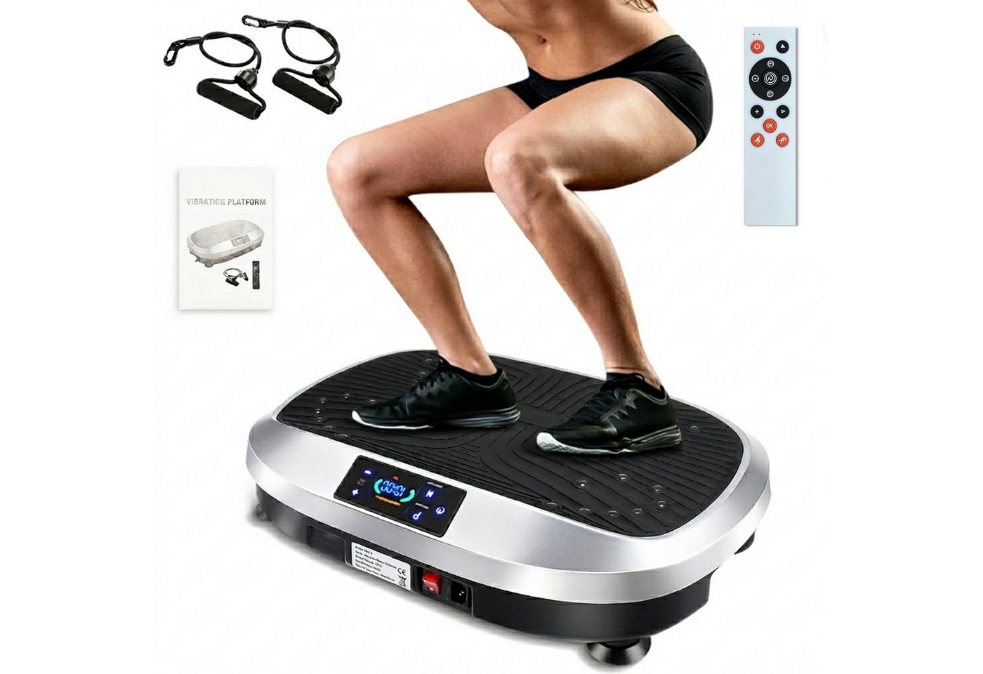 kehot Vibrationsplatte Ganzkörper, 3D Fitnessgeräte mit 2 Bändern & Fernbedienung, 200 W, 120 Intensitätsstufen, (Set, mit Trainingsbandern), Schwingung Modus, 6 voreingestellte Modi Bild 3