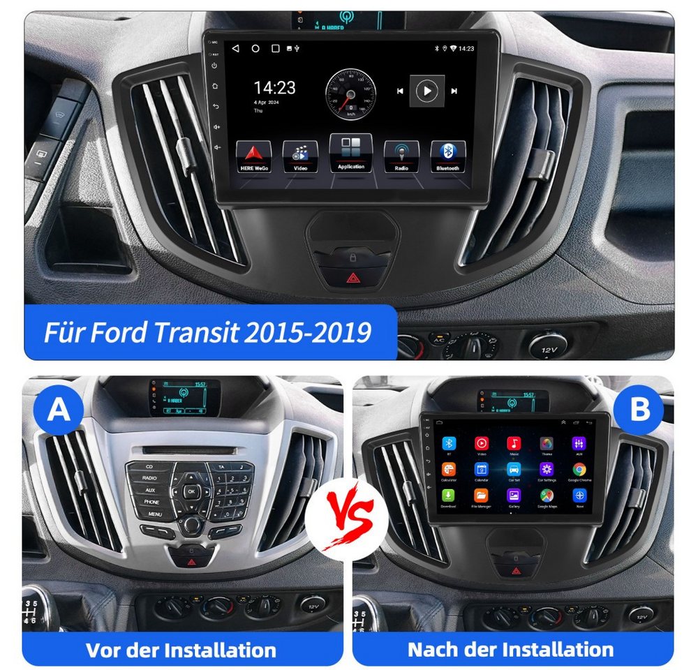 ESSGOO DAB+ Android15 Carplay WIFI Navi Für Ford Transit Tourneo Custom 2DIN Autoradio (RDS, 4+64GB(optional), FM, DAB+ (optional), SWC, GPS Navi Android Auto Bluetooth EQ USB WIFI IPS Touchscreen) Bild 5