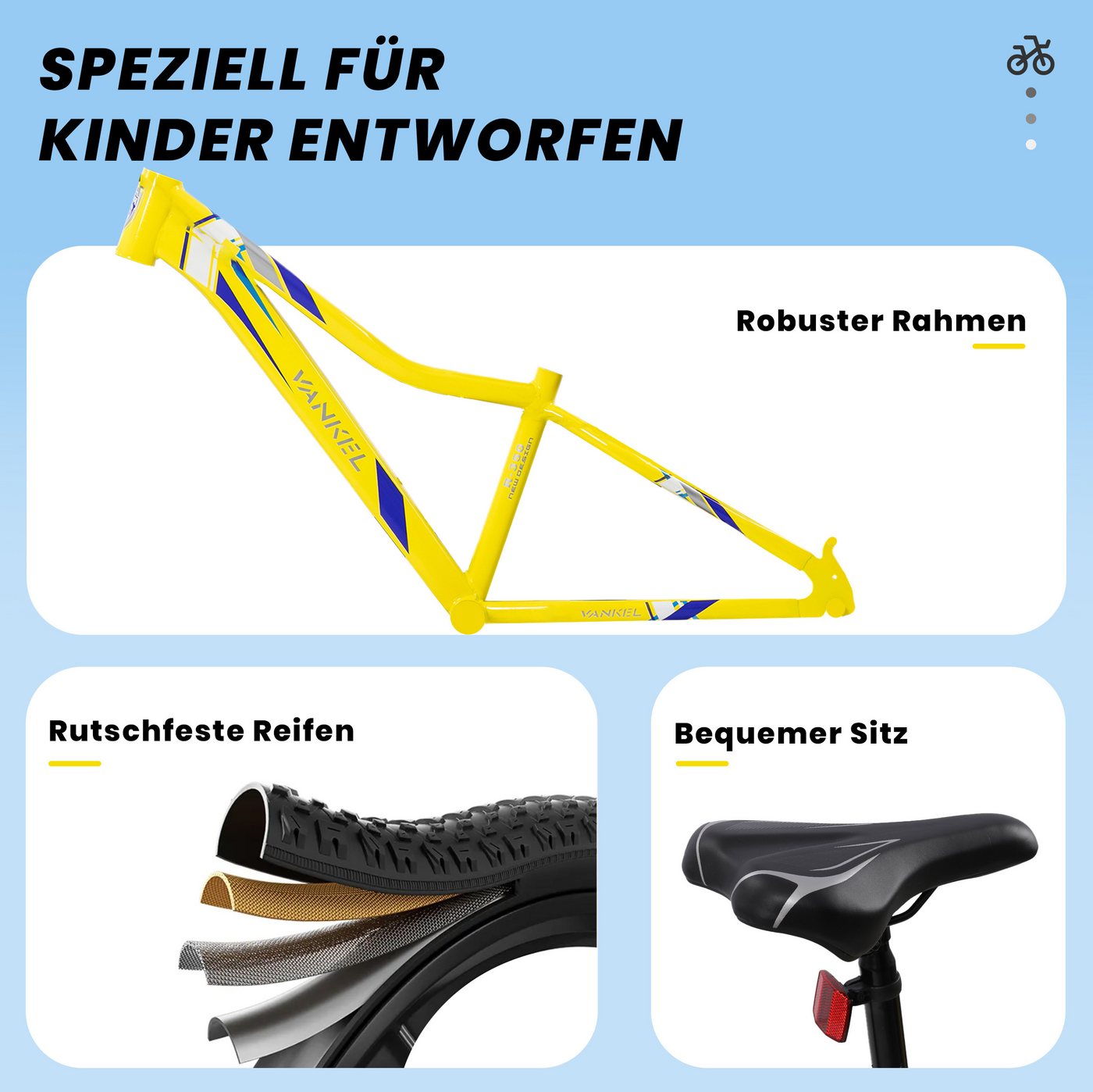 Vankel Mountainbike 24 zoll fahrrad kinder mountainbike für mädchen jungen ab 12 Jahren, 6 Gang SL-RSS006-6WV Schaltwerk, Kettenschaltung, 6-Gang Shimano Schaltung, Fahrrad für Jungs, Scheibenbremsen