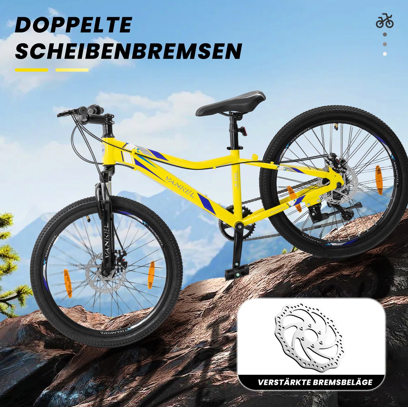 Vankel Mountainbike 24 zoll fahrrad kinder mountainbike für mädchen jungen ab 12 Jahren, 6 Gang SL-RSS006-6WV Schaltwerk, Kettenschaltung, 6-Gang Shimano Schaltung, Fahrrad für Jungs, Scheibenbremsen Bild 3
