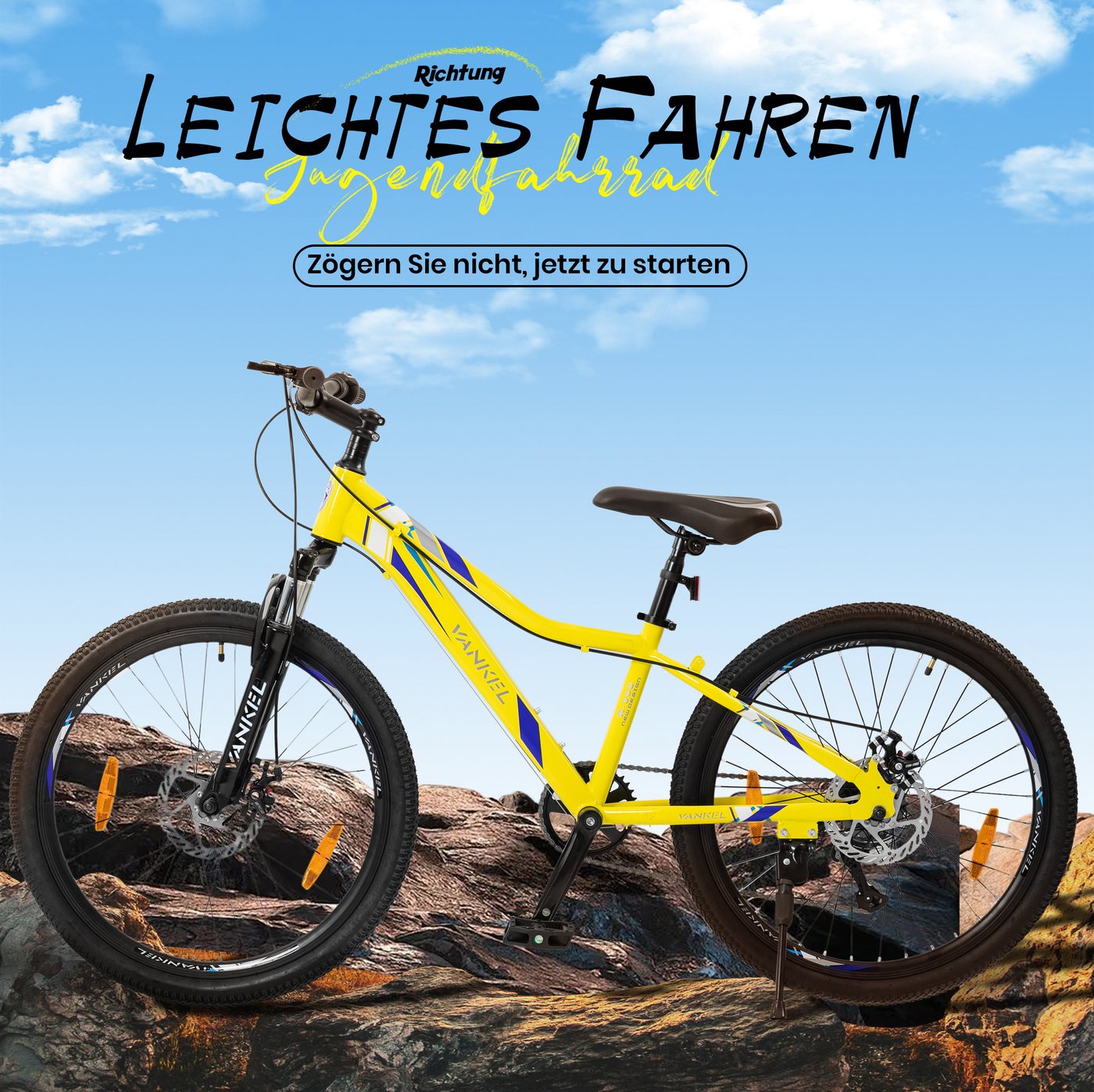 Vankel Mountainbike 24 zoll fahrrad kinder mountainbike für mädchen jungen ab 12 Jahren, 6 Gang SL-RSS006-6WV Schaltwerk, Kettenschaltung, 6-Gang Shimano Schaltung, Fahrrad für Jungs, Scheibenbremsen Bild 4