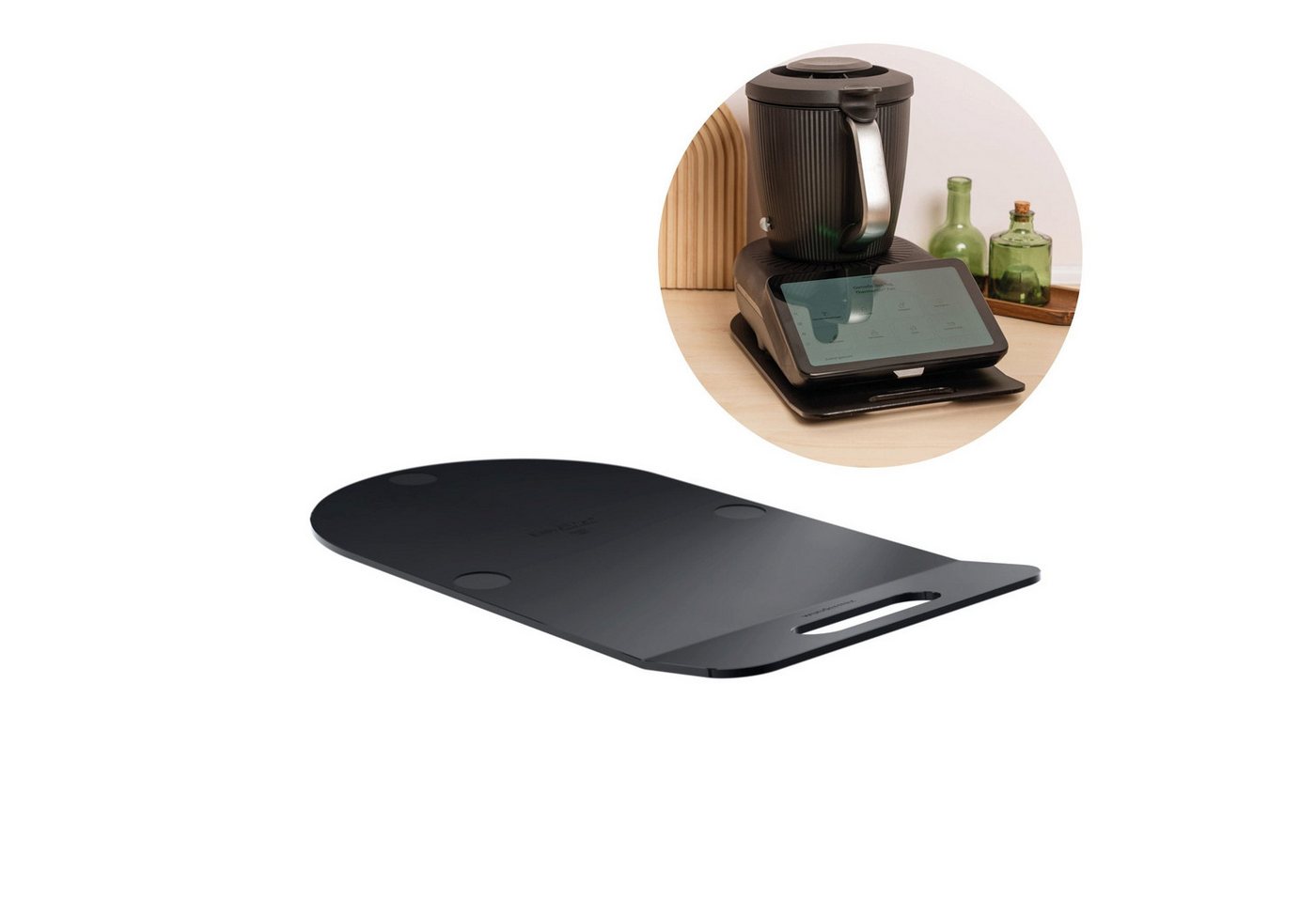 Wundermix Küchenmaschinen Zubehör-Set EasySlider®, Gleitbrett für Thermomix TM7, Zubehör für TM7, Hochwertiges Gleitbrett in Mattschwarz