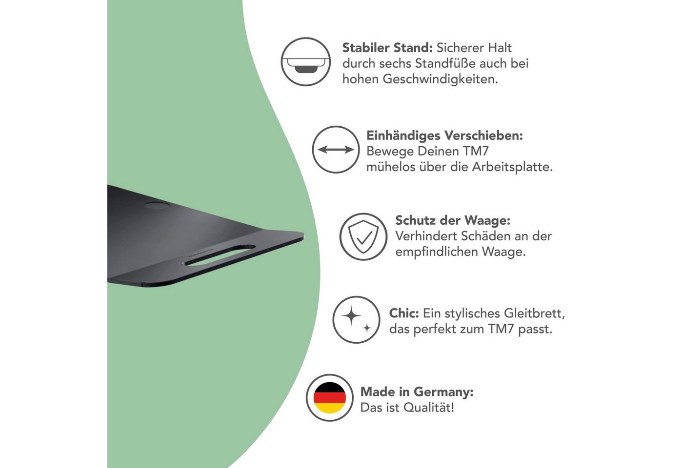 Wundermix Küchenmaschinen Zubehör-Set EasySlider®, Gleitbrett für Thermomix TM7, Zubehör für TM7, Hochwertiges Gleitbrett in Mattschwarz Bild 2