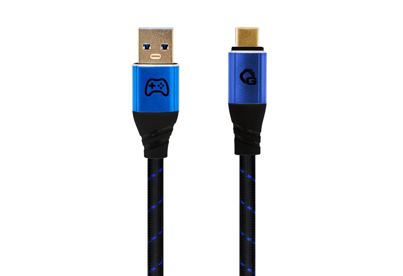 OEHLBACH GAMING New Game Blue USB-Kabel, USB 3.2 Gen 1 Typ-A, USB Typ-C (200 cm), 24kt vergoldete Kontakte Bild 2