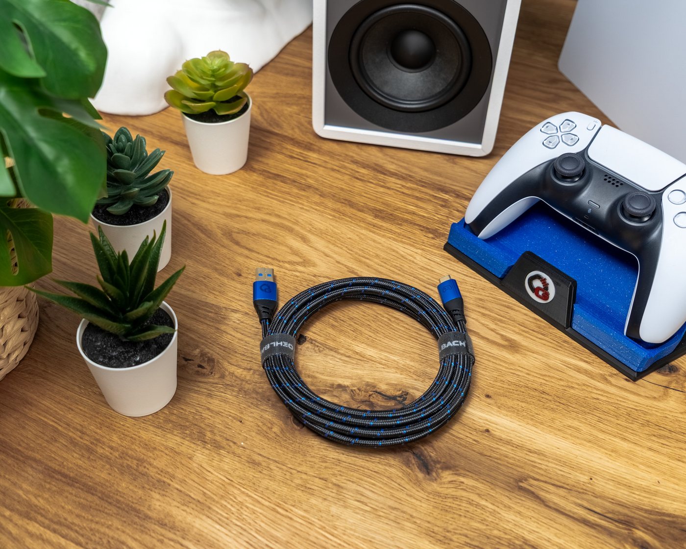 OEHLBACH GAMING New Game Blue USB-Kabel, USB 3.2 Gen 1 Typ-A, USB Typ-C (200 cm), 24kt vergoldete Kontakte Bild 4