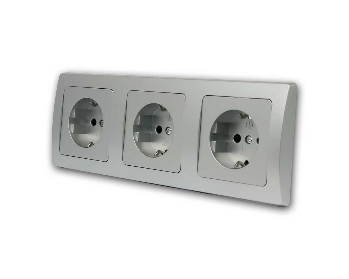 ChiliTec DELPHI Set "Beginner 3S" silber, 3-fach Steckdose Unterputzschalter