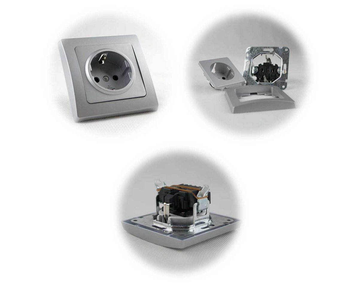 ChiliTec DELPHI Set "Beginner 3S" silber, 3-fach Steckdose Unterputzschalter Bild 2