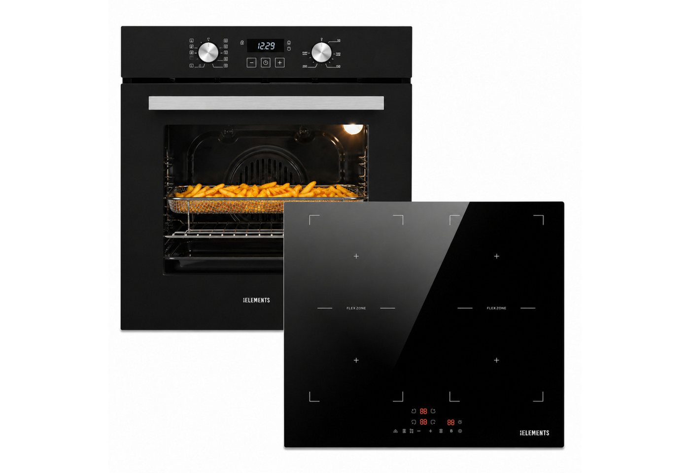 KB Elements Backofen-Set Einbaubackofen 60 cm mit 4-Zonen Induktionskochfeld 60cm, Steam Clean, Air Fry, Steam Clean, Circle Fan Heater, 2 x Flexzonen Bild 2