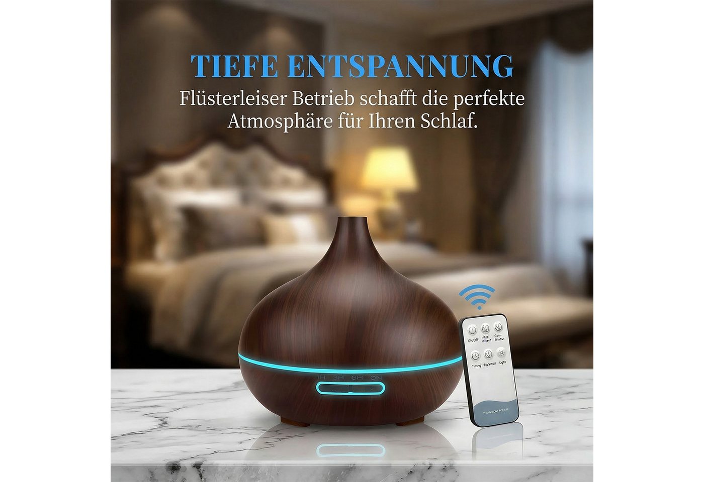 AKKEE Diffuser Multifunktions-Luftbefeuchter Aromatherapie-Diffusor 500ml, 0,5 l Wassertank, mit 3 Timer-Einstellungen Bild 2