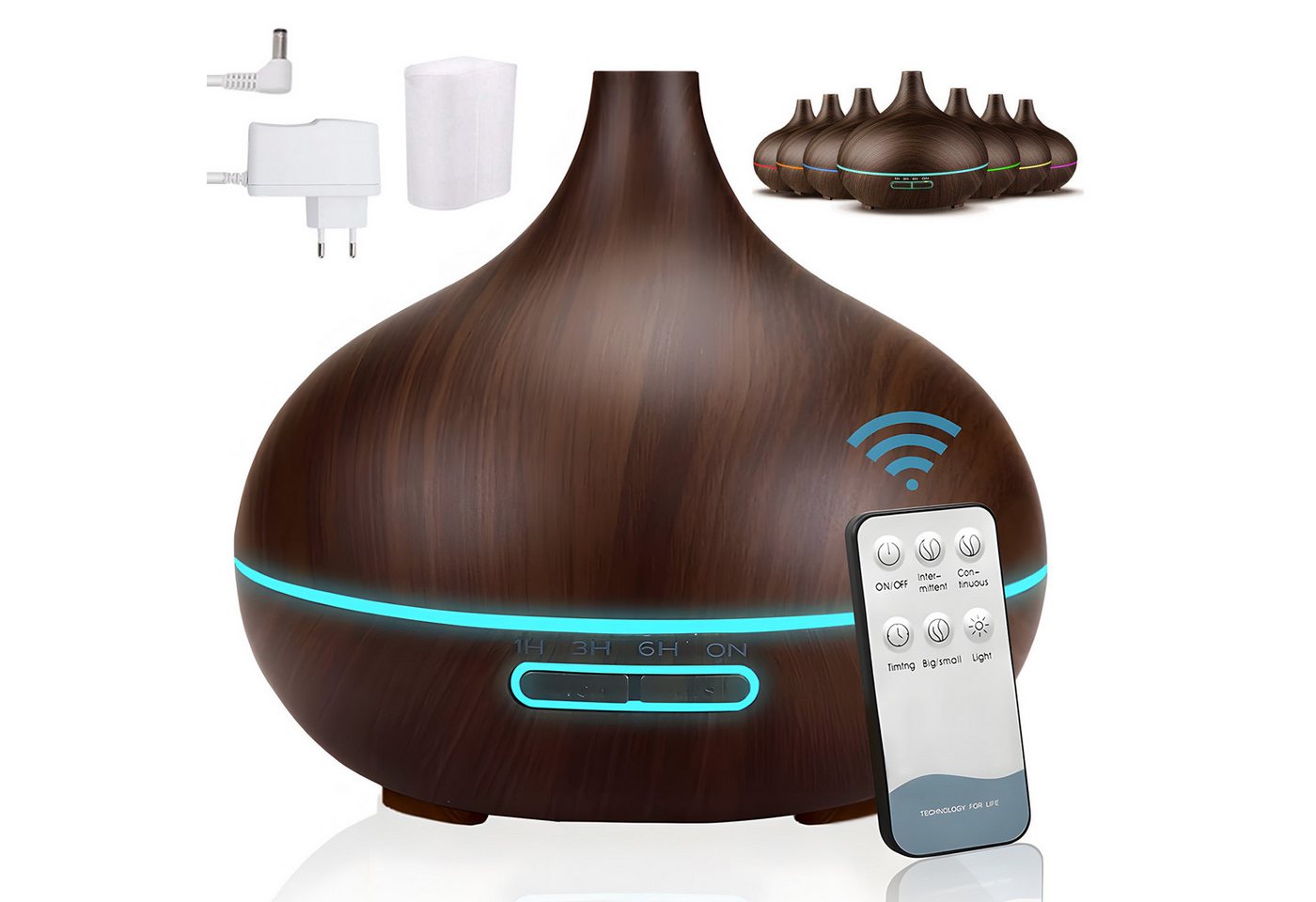 AKKEE Diffuser Multifunktions-Luftbefeuchter Aromatherapie-Diffusor 500ml, 0,5 l Wassertank, mit 3 Timer-Einstellungen Bild 3