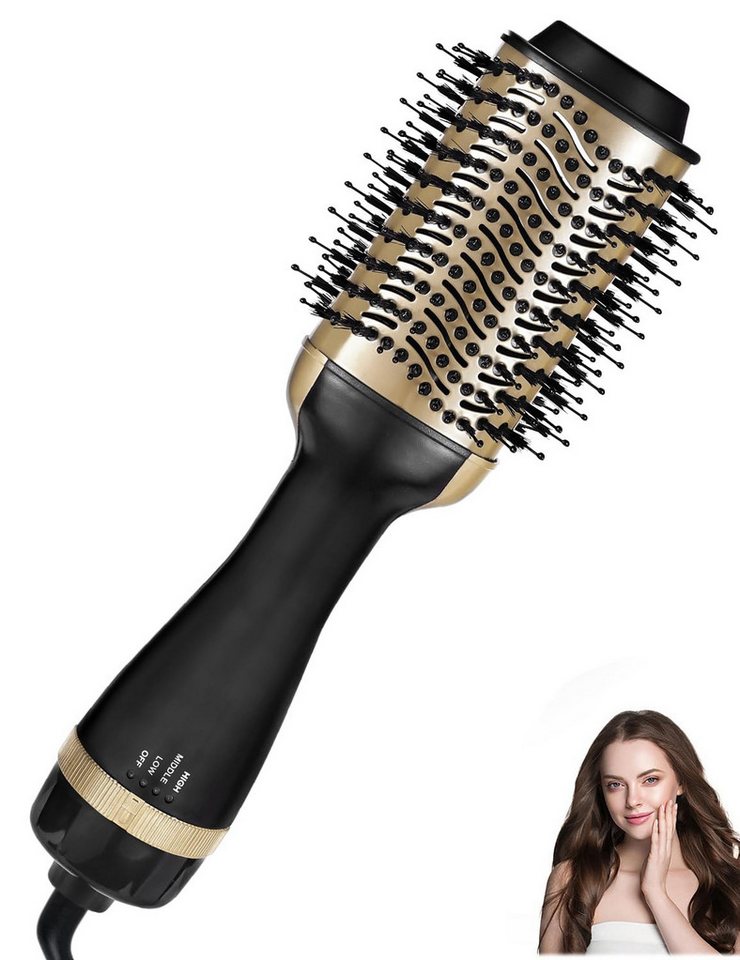 AURIVION Volumen- und Lockenstyler Lockenstyler mit Ionenfunktion für schnelles Haarstyling, Ionen Rundbürste Lockenstab für glattes & volles Haar, Multifunktionale Haarstyler Bürste für Volumen & Locken Bild 4