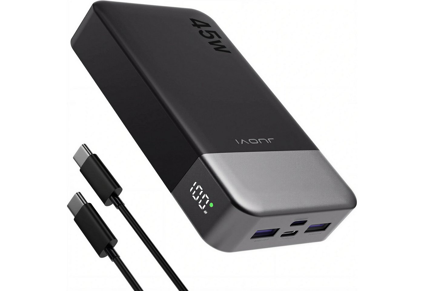 JUOVI Power Bank 45W 20000mAh USB C Schnellladegerät PD QC Fast Charging Powerbank, 4-Port (2C+2A) LED Display, für iPhone 15, iPad, MacBook Bild 3