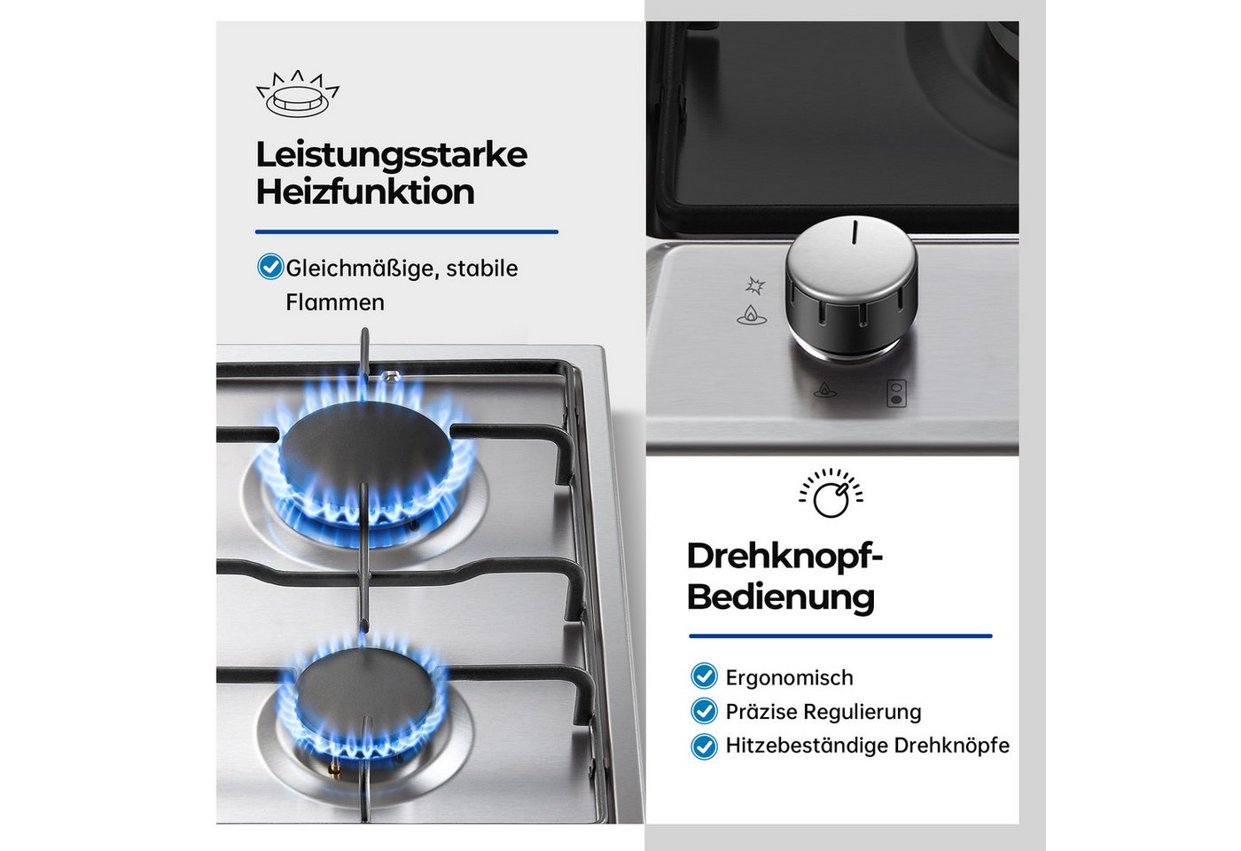 SNDOAS Gas-Kochfeld, Automatischer Flammenschutz, geeignet für Erdgas & Propangas Bild 2
