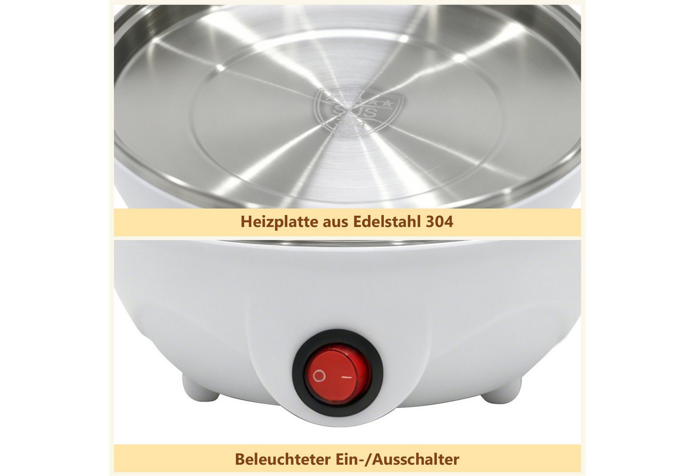 OZAVO Eierkocher für 1–7 Eier, 350W mit Messbecher & Härtegrad-Einstellung, Anzahl Eier: 7 St., 350 W, 3 Härtegrade, Überhitzungsschutz Bild 2