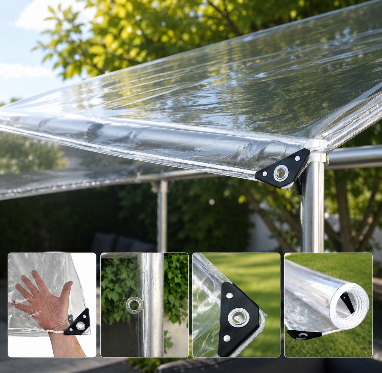 Z-Tex Schutzplane PVC Plane Transparent, Randverstärkt, geöst (1-St) Bild 5
