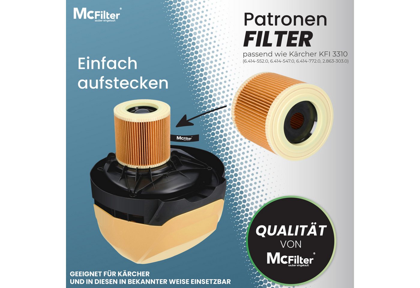 McFilter Staubsaugerbeutel (10 Stück) + 1 Filter, passend für Kärcher Nass- Trockensauger WD3 WD 3 und MV3 MV 3 Staubsauger, 11 St., Alternative für 6.959-130.0 (Beutel), 6.414-552.0 (Patronenfilter) Bild 3