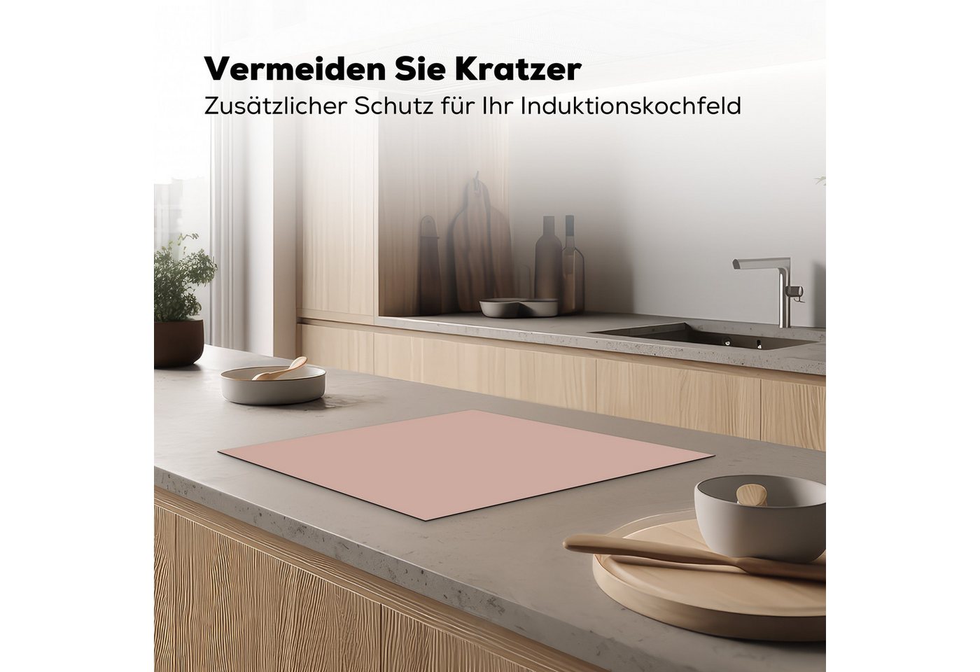 MuchoWow Herd-Abdeckplatte Rosa - Palette - Einfarbig - Einfarbig rosa, Vinyl, (1 tlg), Ceranfeldabdeckung Küche, Herdabdeckplatte Einteilig, 59x51 cm Bild 5