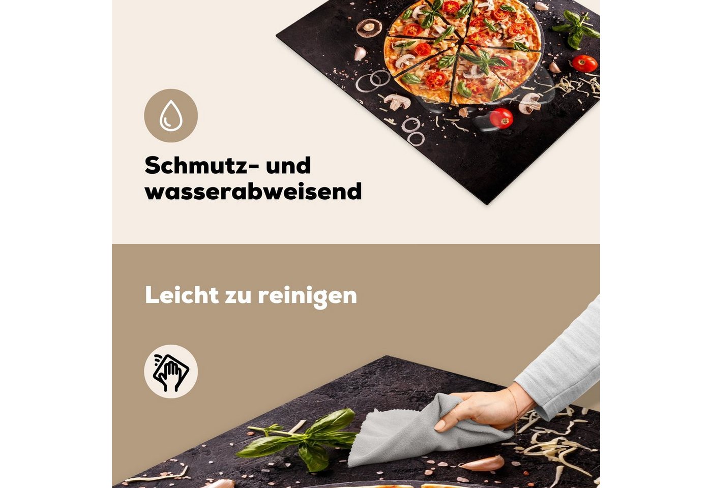 MuchoWow Herd-Abdeckplatte Pizza - Gemüse - Kräuter - Küche - Industrie, Vinyl, (1 tlg), Herdabdeckplatten für Ceranfeld, Induktionsschutz, 65x55 cm Bild 3