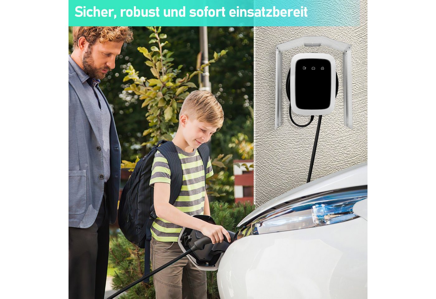 Clanmacy Elektroauto-Ladestation-Halterung Wallbox Wetterschutz Edelstahl Dach Regenschutz 45 x 40 x 20 cm, (1-tlg) Bild 4