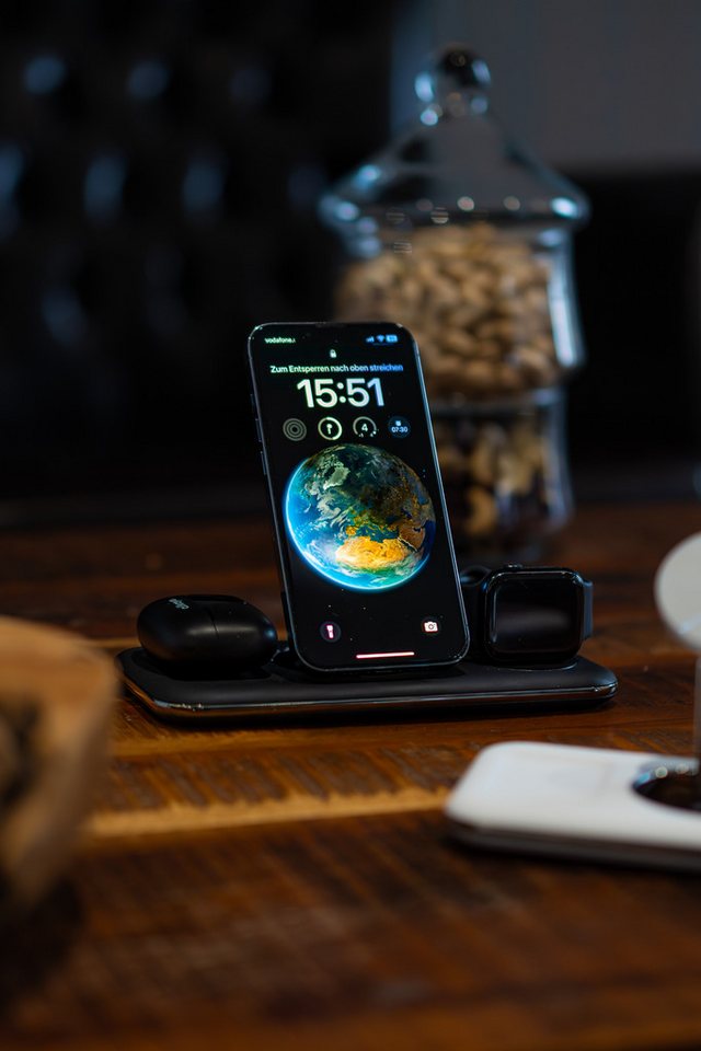 alkaya. Wireless 3 in 1 Ladestation kompatibel mit Magsafe, Ladegerät Ladestation (iWatch, Samsung/Apple Handys, AirPods aufladen, LED-Anzeige) Bild 3