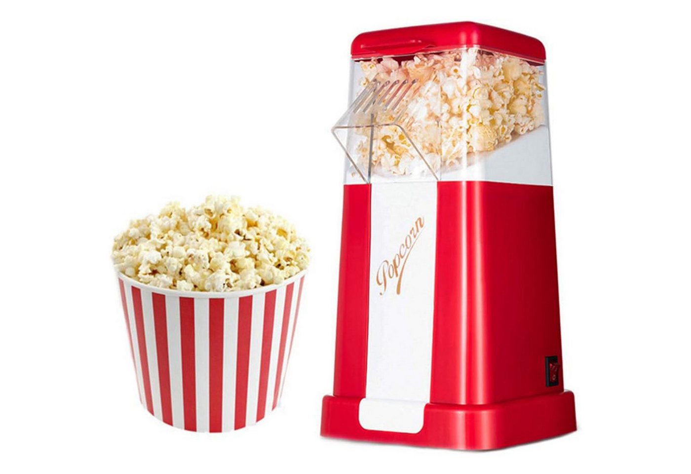 OYLCDI Popcornmaschine Popcornmaschine,Popcorn Maker,Popcornmaschine Heissluft, ohne Öl, 3 Minuten Schnell, Zuhause Filme und Weihnachten Partys Bild 2