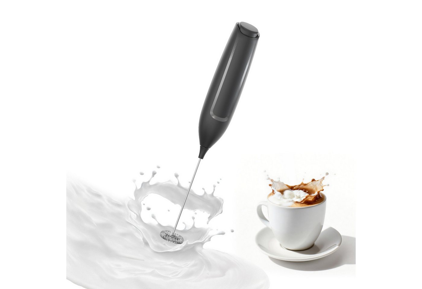 muchen Milchaufschäumer Elektrische Milchaufschäumer Stab Edelstahl für Kaffee Latte Macchiato Bild 5